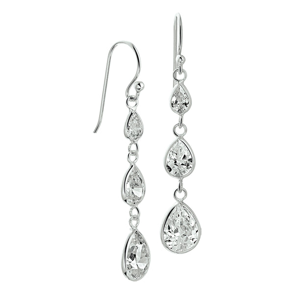Oorhangers Franse Haak van Gerhodineerd Zilver met Zirkonia - Formaat 10x48mm