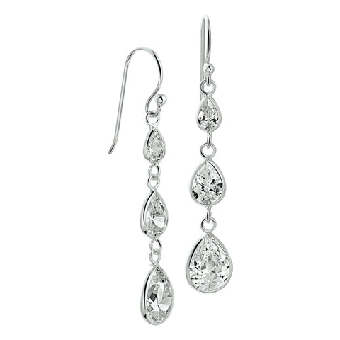 Oorhangers Franse Haak van Gerhodineerd Zilver met Zirkonia - Formaat 10x48mm