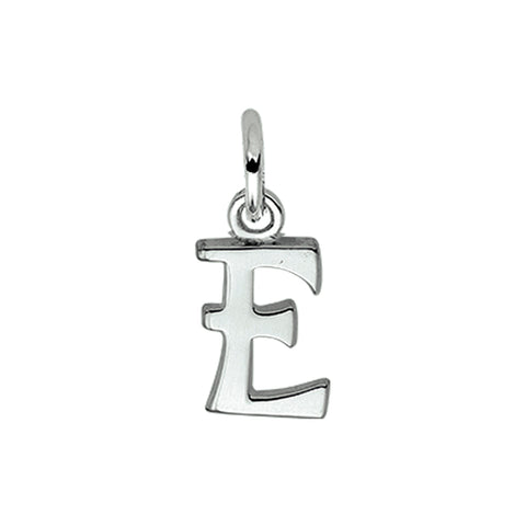 925 Zilveren letter hanger - Letter E - 7.5 x 12.5 mm