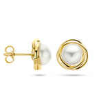Oorknoppen met Parel 8mm en 14 Karaat Geelgoud - Diameter 12mm