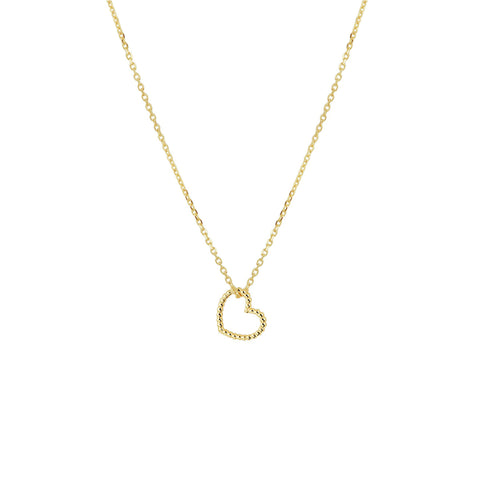 Damescollier van 14 Karaat Geelgoud, Ankerschakel 0.8mm met Harthanger - Lengte 40+4cm