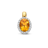 Geelgouden hanger met Citrien 0.50ct en Diamant 0.08ct - 14Krt. Goud - formaat 7.5 x 13 mm