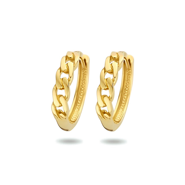 14 Karaat Geelgouden Klapoorringen Schakelmotief - Diameter 14mm en Breedte 3mm