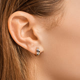 Stekeroorringen Tri Color Goud Geel-Wit en Roségoud - Hoogte 12.5mm
