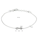 Damesarmband van Gerhodineerd Zilver met Infinity-Hartjes - Lengte 16+3cm