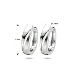 Klapoorringen van Gerhodineerd Zilver Glanzend en Mat - Formaat 4.3x15mm