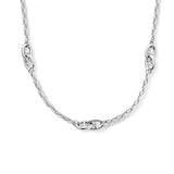 Dames, Schakelcollier, Ankerschakels 3mm en 7mm van Gerhodineerd Zilver - Lengte 40+4cm