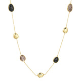 14 Karaat Geelgouden collier met Edelstenen Zwart Rutiel en Onyx - Lengte 42+3cm