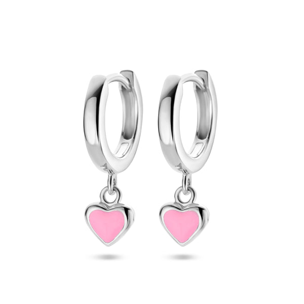 Kinderklapoorringen Roze Hart (emaille) van Gerhodineerd - Diameter 11 mm