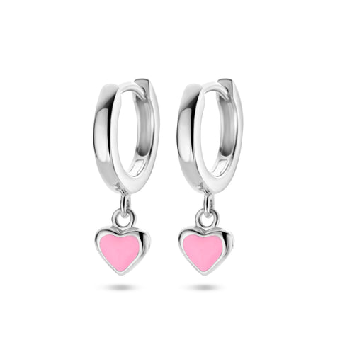 Kinderklapoorringen Roze Hart (emaille) van Gerhodineerd - Diameter 11 mm