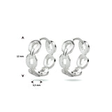 Klapoorringen met een Schakelmotief van Gerhodineerd Zilver - Formaat 3.5x12mm