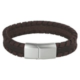 Herenarmband 12mm van Edelstaal en Leer - Lengte 19cm