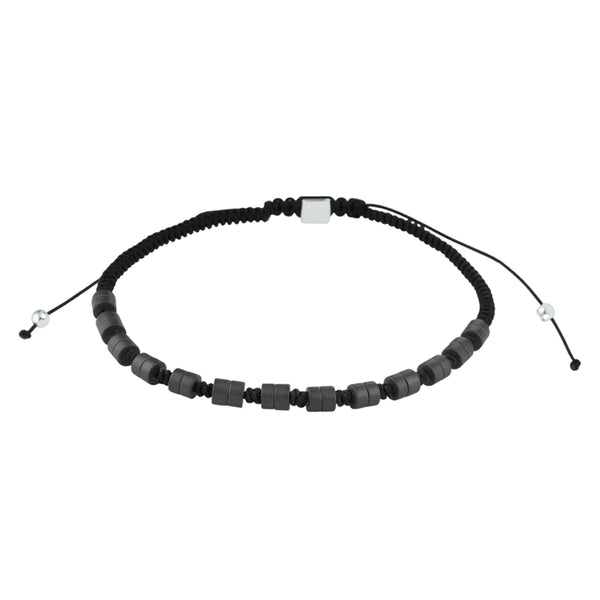 Herenkralenarmband 4mm met Zilver Gerhodineerd, Hematiet - Lengte 19+7cm