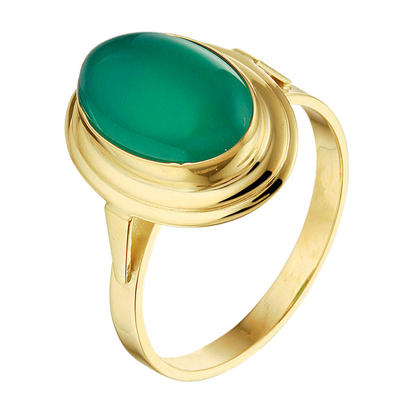 Ring Groen Agaat Goud (Geelgoud)