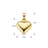 Hartvormige hanger 11 x 16 mm van 14 Karaat Geelgoud