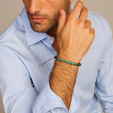 Herenkralenarmband 5mm met Gerhodineerd Zilver, Agaat - Lengte 19+11cm