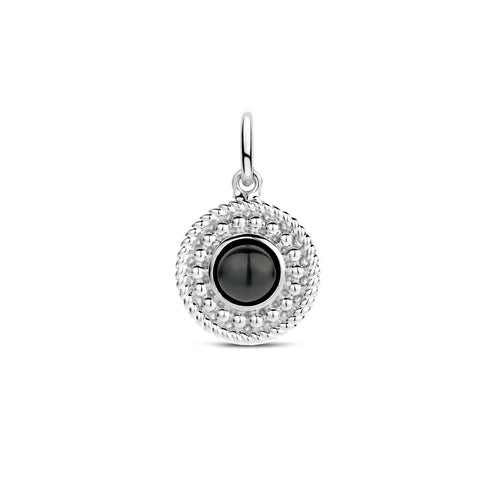 Ronde hanger 12 mm van Gerhodineerd Zilver met Onyx