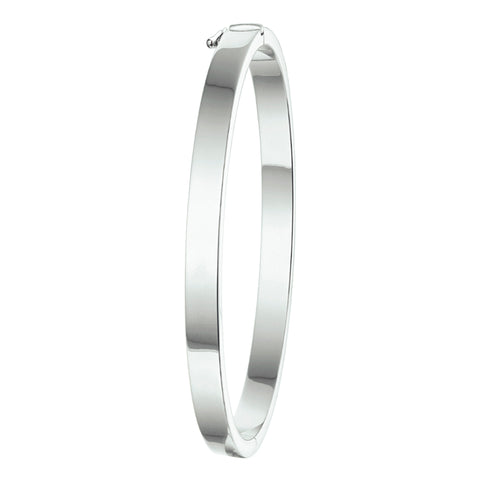 Damesarmband 5mm, Bangle van Gerhodineerd Zilver, Vlakke buis met scharnier - Diameter 60mm