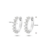 Klapoorringen van Gerhodineerd Zilver met Zirkonia - Formaat 3x12.5mm
