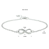 Damesarmband van Gerhodineerd Zilver, Infinity met Zirkonia - Lengte 15+5+2.5cm