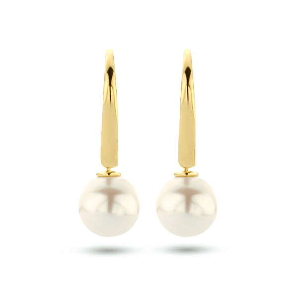 14 Karaat Geelgouden oorhangers met Parel 7mm - Brisur Haak