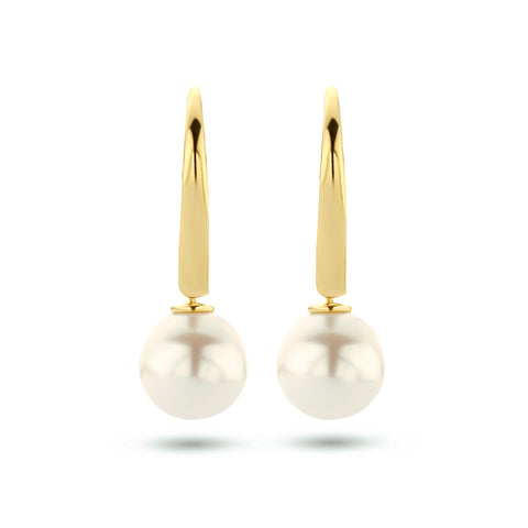 14 Karaat Geelgouden oorhangers met Parel 7mm - Brisur Haak