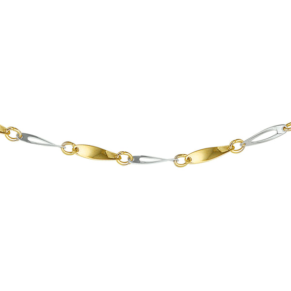 Bicolor collier lengte 44 cm - Fantasie 2.5 - 14Krt. Goud - Geelgoud en Witgoud