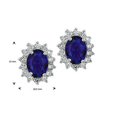 Oorknoppen van Gerhodineerd Zilver met Synthetische Saffier en Zirkonia - Formaat 10.5x12mm