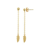 14 Karaat Geelgouden Oorhangers Veer - Hoogte 40mm en Breedte 3.5mm