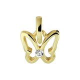 Hanger Vlinder 8.5 x 12mm met Zirkonia van 14 Karaat Geelgoud