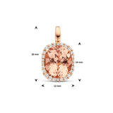 Hanger Morganiet 4.75ct en Diamant 0.25ct 14 Karaat Roségoud