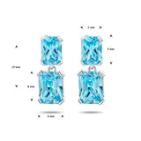 Oorhangers van Gerhodineerd Zilver met Blauw Zirkonia - Formaat 6x17mm