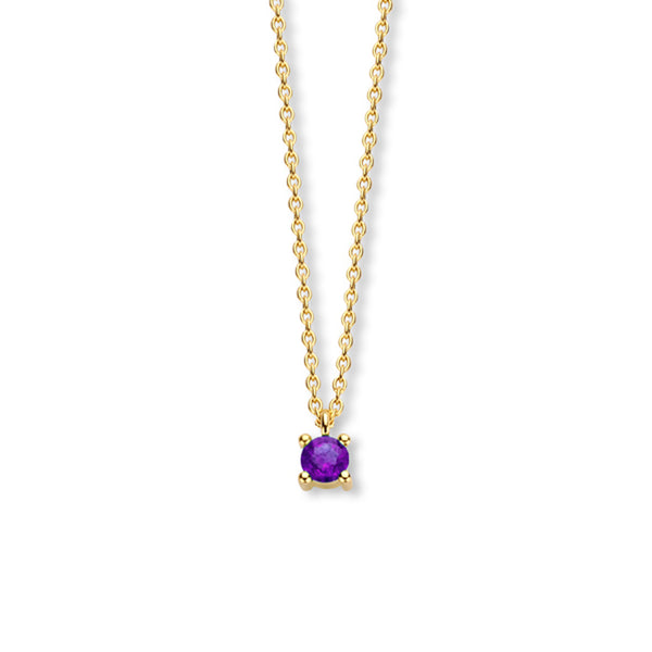 14 Karaat Geelgouden collier lengte 40cm+4 - Geboortesteen Amethist Februari