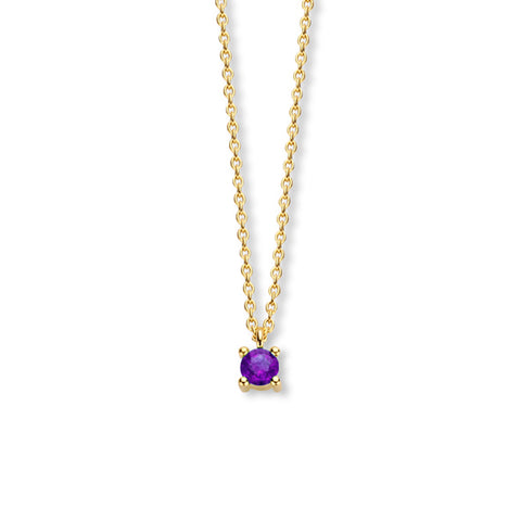 14 Karaat Geelgouden collier lengte 40cm+4 - Geboortesteen Amethist Februari