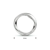 Ronde Hanger met Zirkonia - Gerhodineerd Zilver - Diameter 20mm