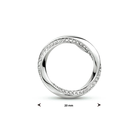 Ronde Hanger met Zirkonia - Gerhodineerd Zilver - Diameter 20mm