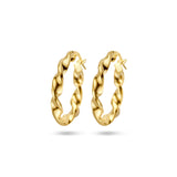 Oorringen 14 Karaat Geelgoud met Gedraaide Buis 3mm - Diameter 20.5mm