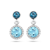 Oorhangers met London Blue Topaas, Sky Blue Topaas en Diamant 0.16ct - Formaat 8.5 x 17 mm