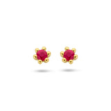 14 Karaat Geelgouden oorknoppen met Robijn 0.14ct (2x 0.070ct) - formaat 3.5 mm