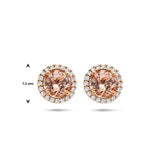 Oorknoppen Morganiet 0.90ct (2x 0.45ct) en Diamant 0.11ct (2x0.055ct) 14 Karaat Roségoud
