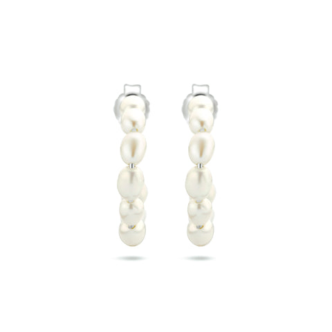 Stekeroorringen van Gerhodineerd Zilver met Parels - Formaat 4x22.5mm