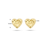 Oorknoppen Hartvorm van Gediamanteerd 14 Karaat Geelgoud - Formaat 8x6.5mm