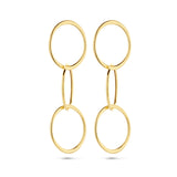 14 Karaat Geelgouden Oorhangers met Ovaalvormige hangers - Hoogte 50mm