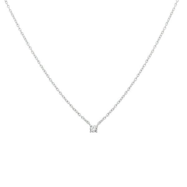 Damescollier van Gerhodineerd Zilver, Ankerschakel 1.3mm met Zirkonia 3mm - Lengte 41+4cm