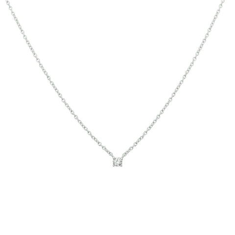 Damescollier van Gerhodineerd Zilver, Ankerschakel 1.3mm met Zirkonia 3mm - Lengte 41+4cm