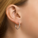 Oorringen van Gediamanteerd Gerhodineerd Zilver - Diameter 20mm Breedte 2mm
