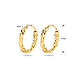 Oorringen 14 Karaat Geelgoud met Gedraaide Buis 2mm - Diameter 13mm