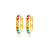 14 Karaat Geelgouden Klapoorringen met Regenboog Zirkonia - Diameter 12.5mm