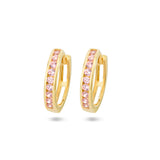 14 Karaat Geelgouden Klapoorringen met Roze Zirkonia - Diameter 11mm en Breedte 2mm
