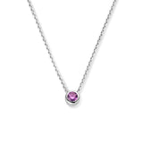 Gerhodineerd Zilveren collier met geboortesteen Februari | Paarse Zirkonia - Lengte 41+4cm